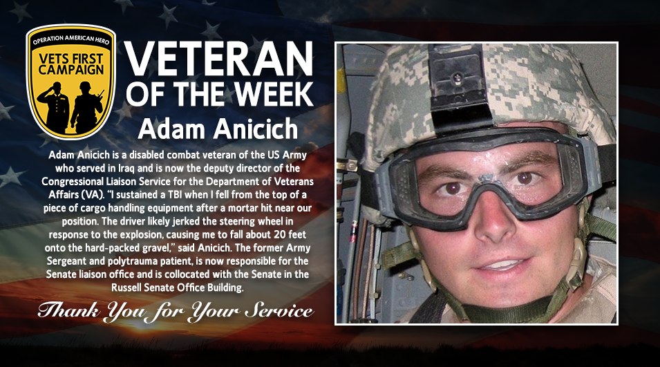Adam Anicich, Operation American Hero, Veteran of the Week